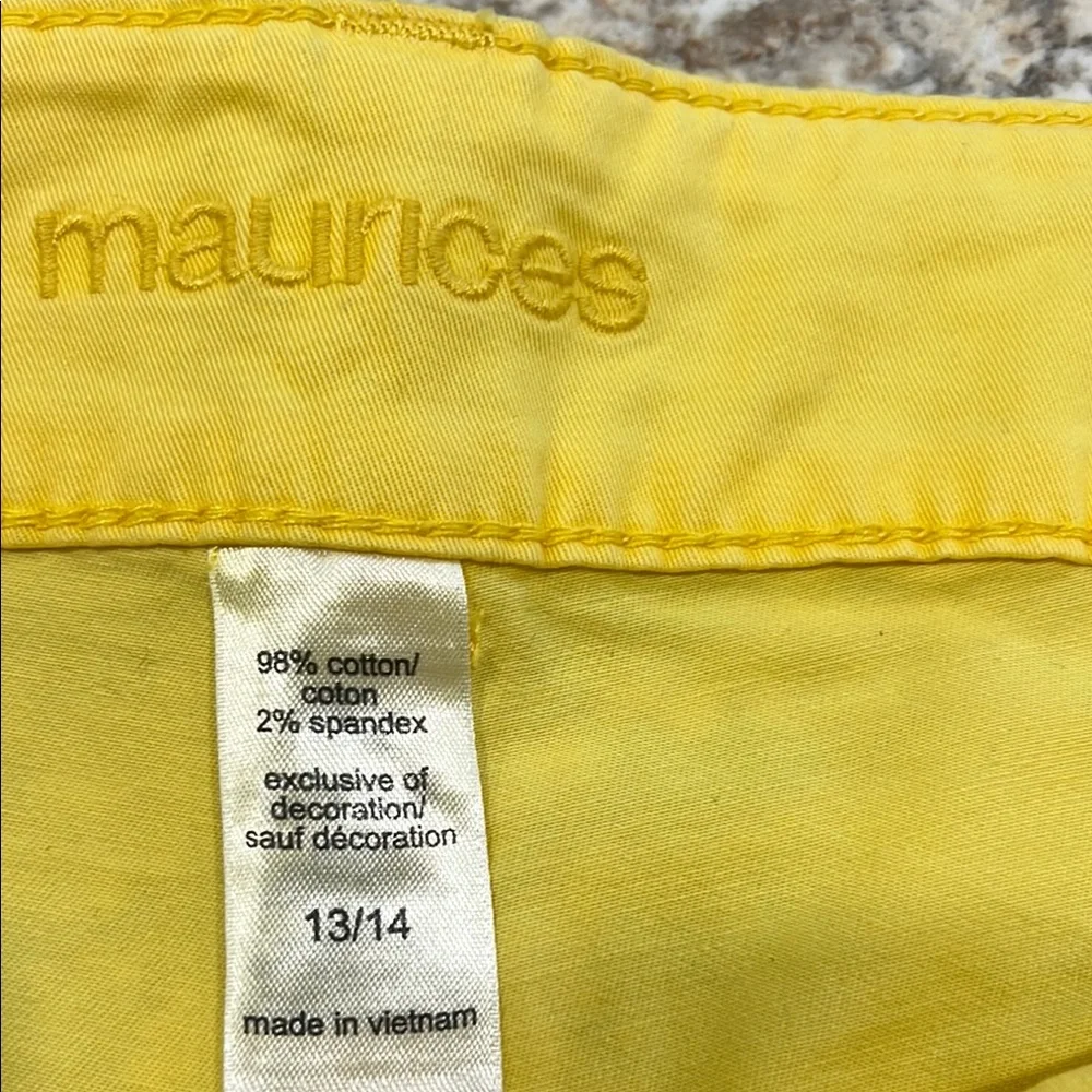 Maurices Yellow Bermuda Shorts Vibrant Cotton Blend - Picture 2 of 7